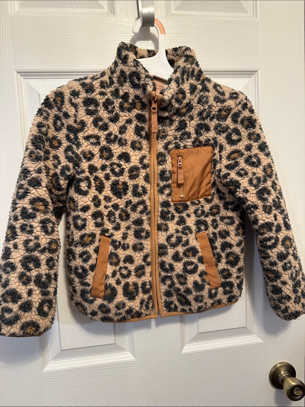 Cat & Jack Leopard Sherpa Jacket with Tan Accents